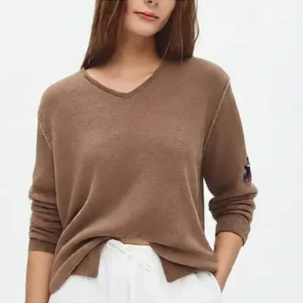Hilfiger Denim Linen-Cotton Brown Texas Patch Sweater